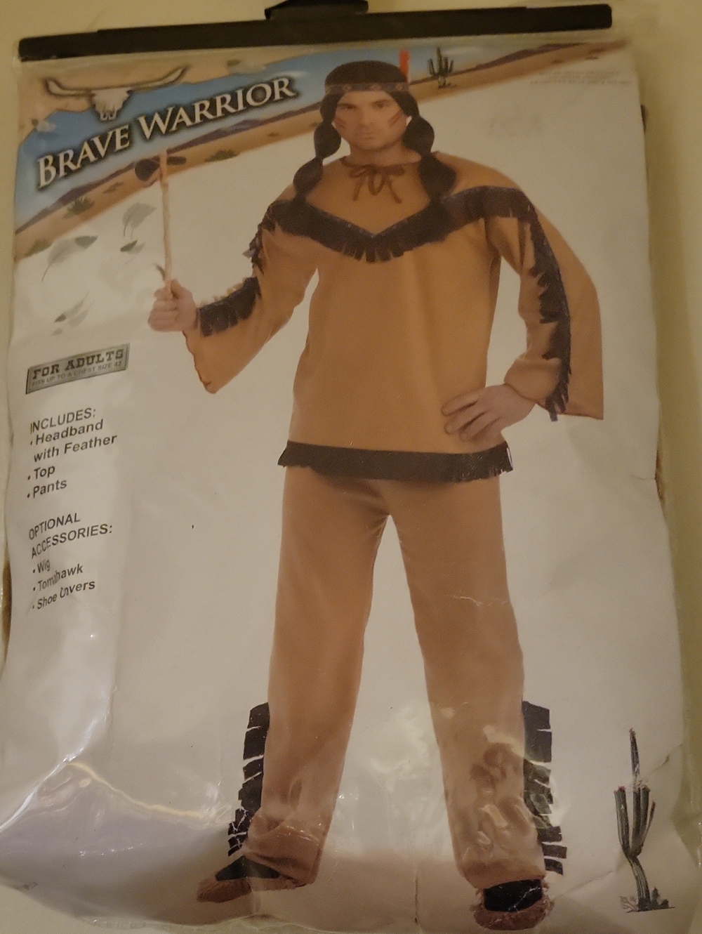 Brave Warrior Mens Costume - Tan Fringe Outfit